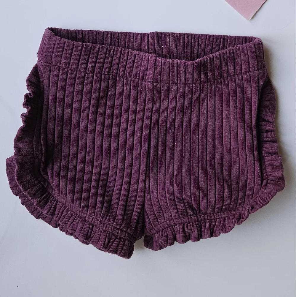Kate Quinn Ribbed Ruffle Track Shorts - Picture 1 of 1